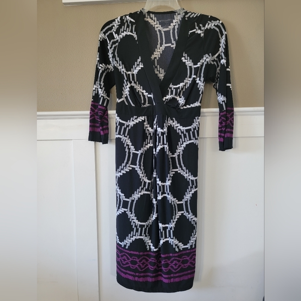 Liz Lange Maternity Dress, Black/White/Light Grey/Purple, Size‎ Medium
